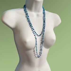 Vintage Blues Glass Beads Long 54"